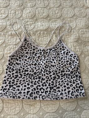 Women’s Black and White Leopard Ribbed Cami Tank Top